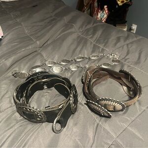 Silver and Black Western Belt Set